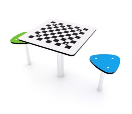 Staliukas- šaškių ar šachmatų lenta su kėdutėmis 0817