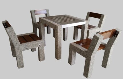 Betoninis šachmatų ar šaškių stalas su keturiom kėdėm SL018D
