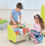 Mobili bibliotekėlė - spintelė Quadro su ratukais įvarių spalvų