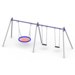 Trivietės sūpynės su gandralizdžiu HM-007