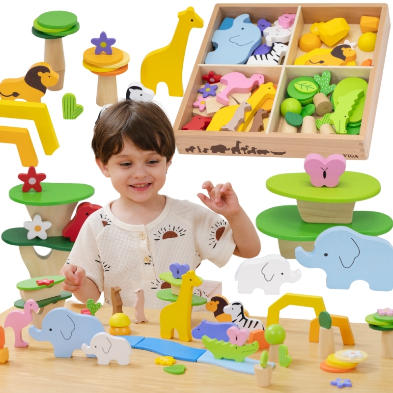 viga-drewniane-klocki-kolorowe-opowiesci-tropikalne-pudelko-55el Medinis kompozicinis rinkinys 44820 - Image 1