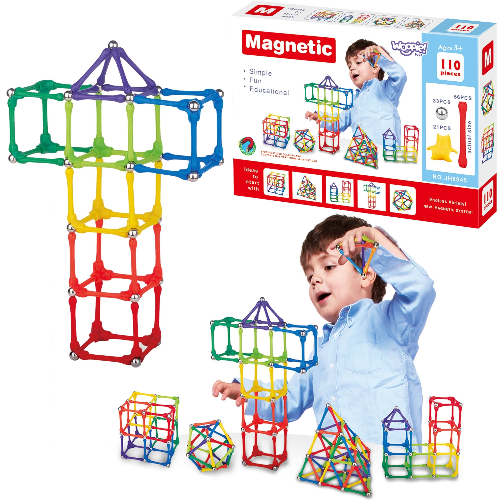 export WOOPIE Magnetic Construction Blocks Puzzle 110 pcs._4 PCS - Image 1