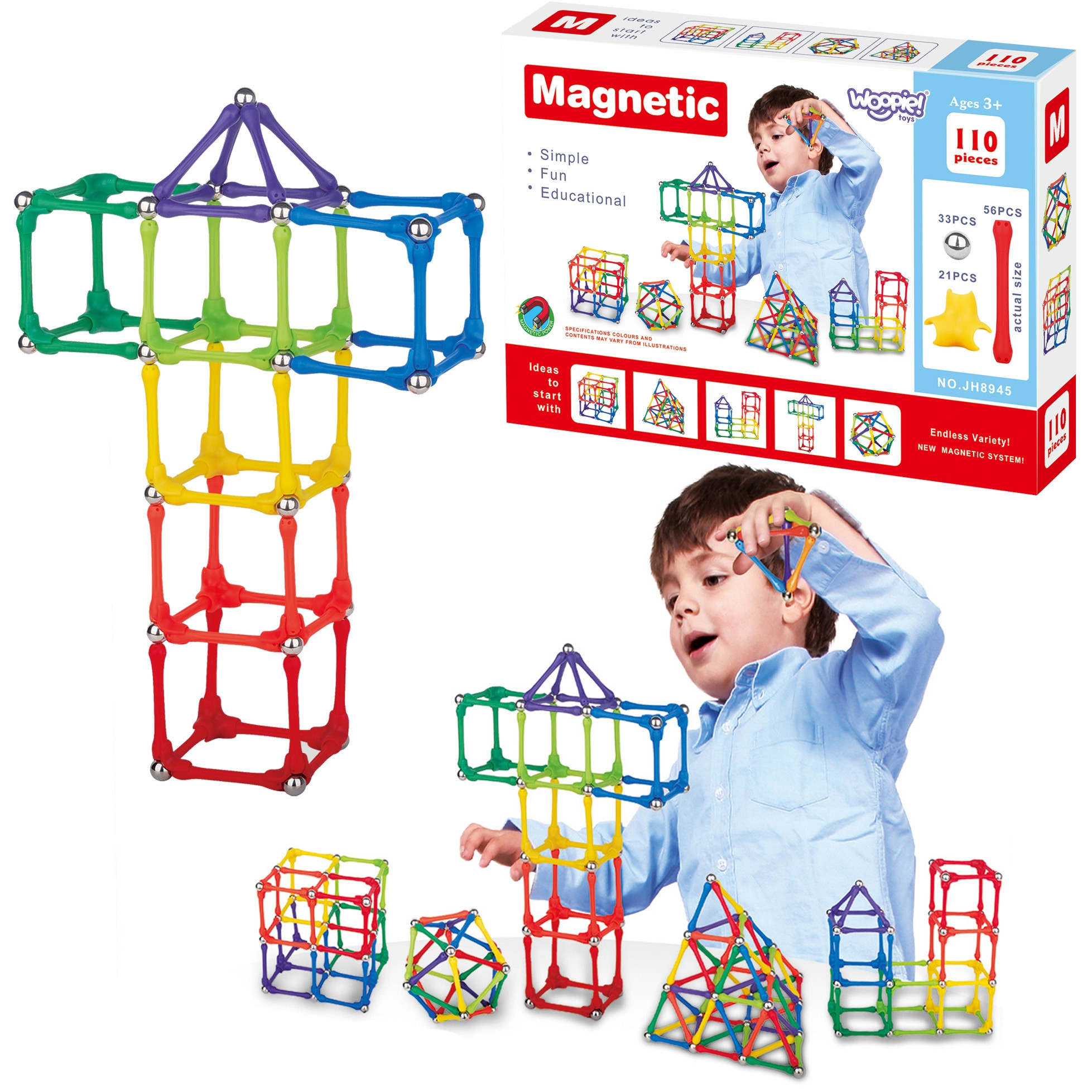 export WOOPIE Magnetic Construction Blocks Puzzle 110 pcs._8 PCS - Image 1