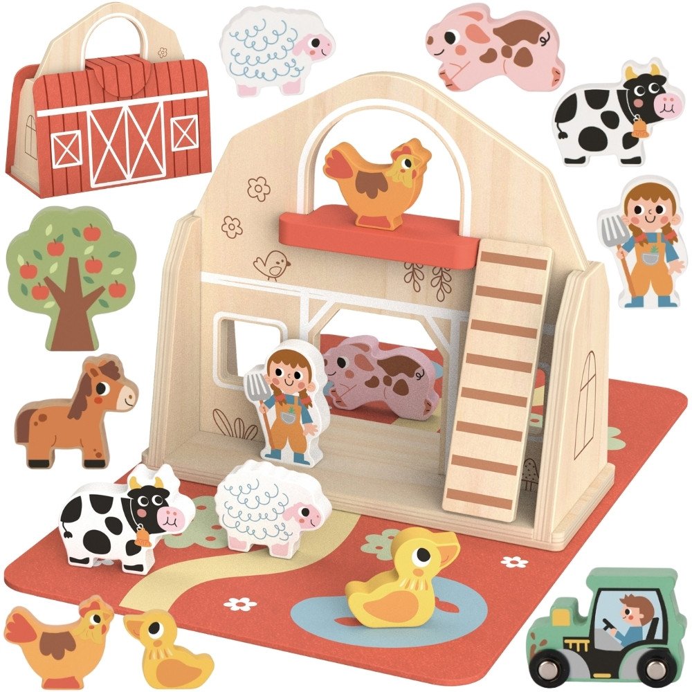 export-18574 Medinis sulankstomas ūkis lagaminas su gyvūnais TP518 - Image 1