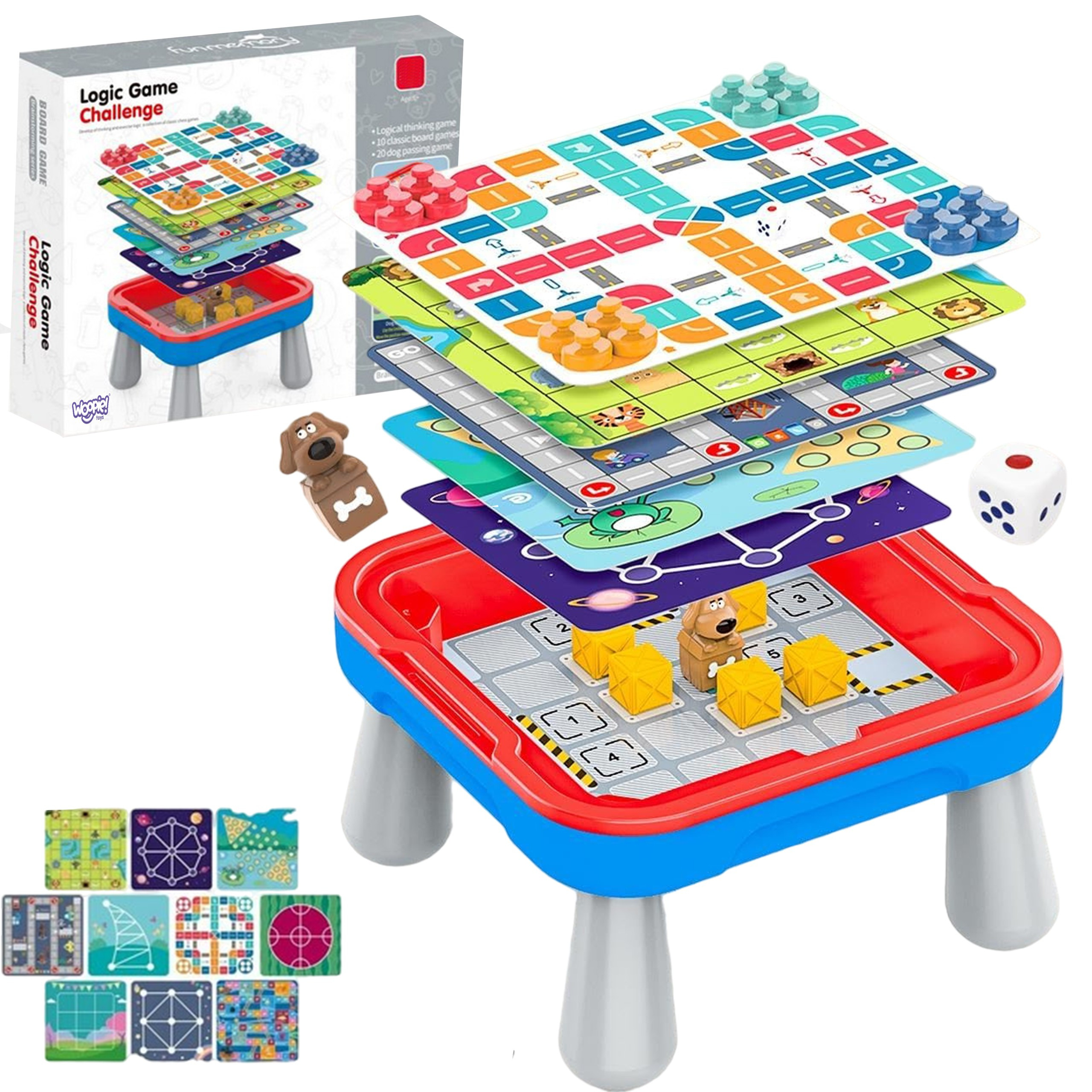 export WOOPIE Logic Board Game Table 65 Pieces 10-in-1 Set - Image 1