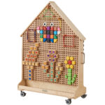 MASTERKIDZ Medinė dvipusė laisvai pastatoma STEAM sienelė Namo Formos ME29324