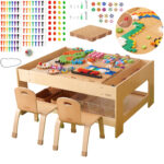 MASTERKIDZ Medinis Edukacinis Stalas + STEM Sienos Priedai + 563 Blokai ME25319-2