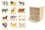 Medinis dėlionių rinkinys 12 Montessori Gyvūnų Dėlionių + Stovas 44613 - Image 3