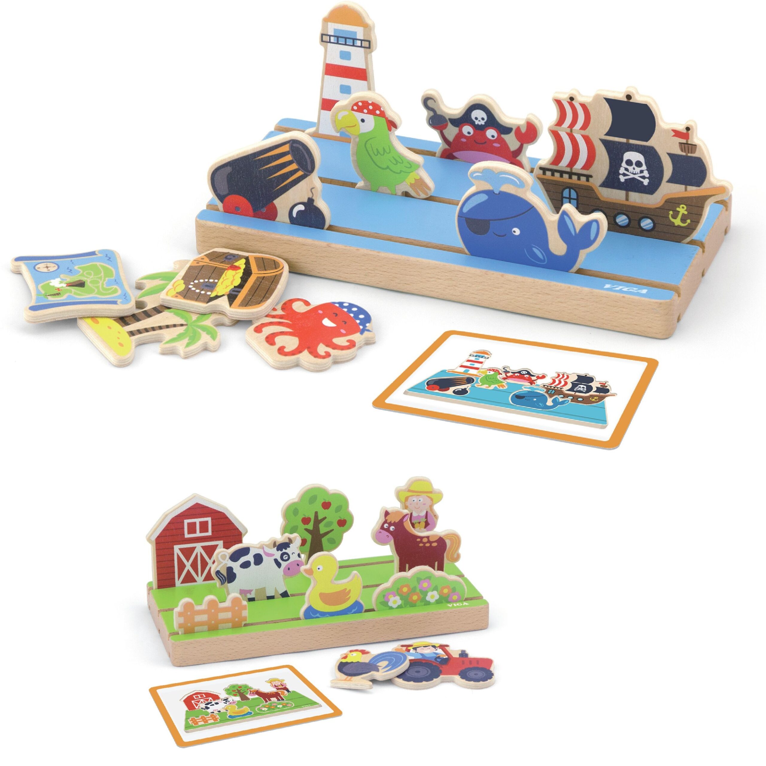 export Medinė atstumo mokymosi dėlionė 2 in 1 Ūkis ir Jūra 50183N - Image 1