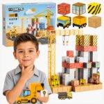 Magnetiniai Blokai 165vnt Kubai Statybų Kranas Ekskavatorius 3D 58946