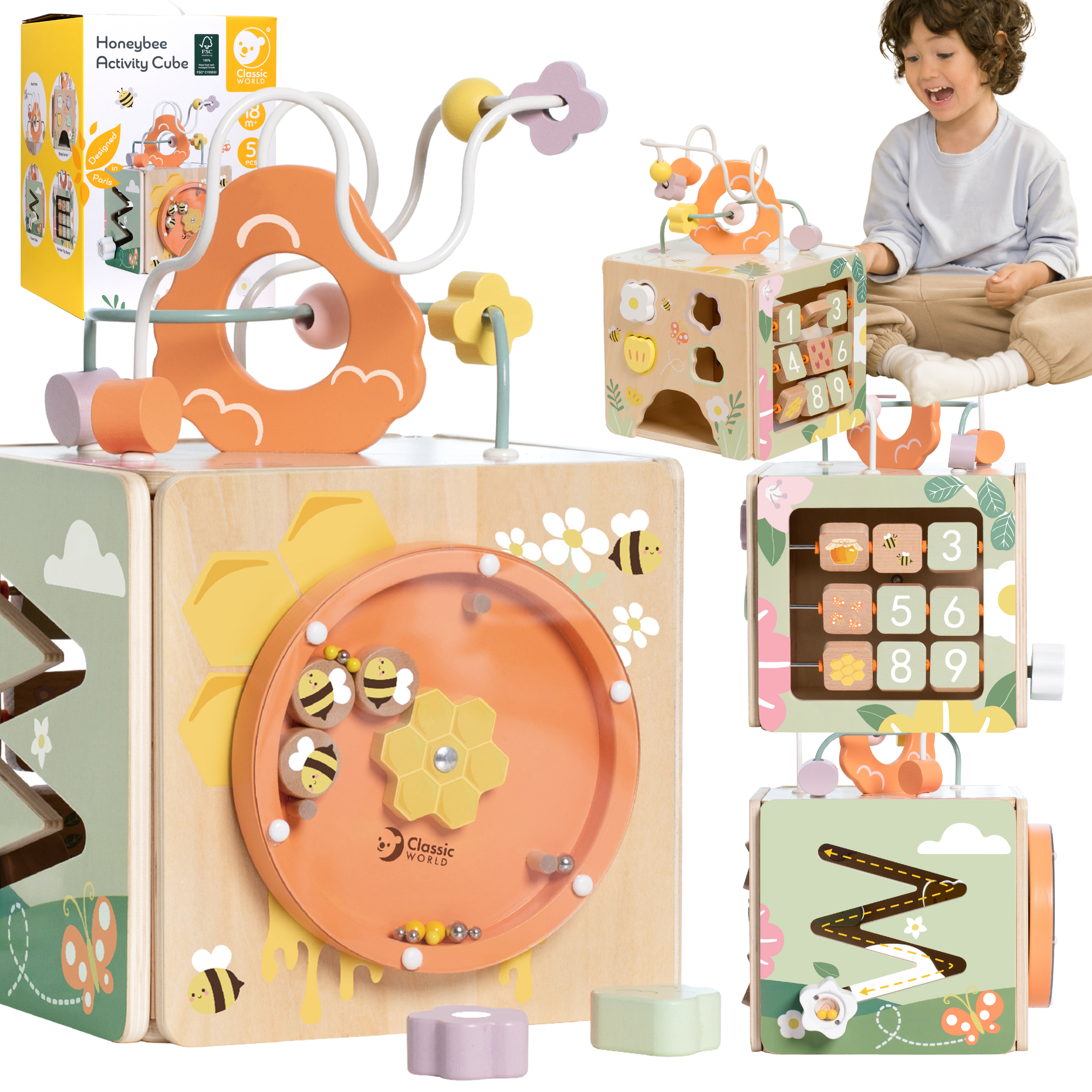 export Medinis 5-in-1 Jutiminis Edukacinis Kubas CW20192 - Image 1