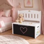 3-in-1 Medinė žaislų dėžė su sėdyne ir piešimo lenta TK366 - Image 2