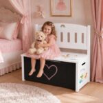 3-in-1 Medinė žaislų dėžė su sėdyne ir piešimo lenta TK366 - Image 3
