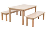 Stalas 120 x 74 cm su 2 suoliukais – šviesaus klevo spalvos ZEST6396 - Image 5